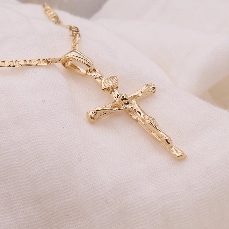 18K Gold Plated Crucifix Necklace | Gold Catholic Necklace | Crucifix Necklace Gift | Catholic Gift Ideas Gold