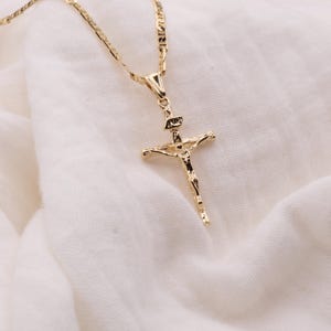 18K Gold Plated Crucifix Necklace | Gold Catholic Necklace | Crucifix Necklace Gift | Catholic Gift Ideas image 1
