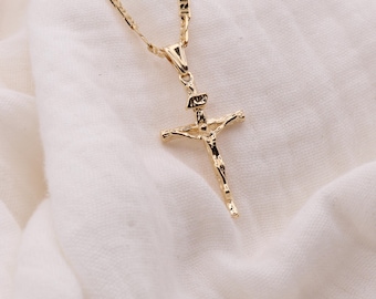 18K Gold Plated Crucifix Necklace | Gold Catholic Necklace | Crucifix Necklace Gift | Catholic Gift Ideas