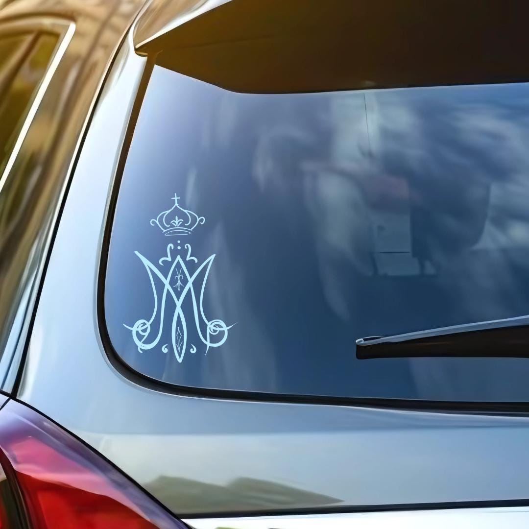 Marian Monogram Vinyl Sticker | Catholic Decal for Laptop, Car, Bible ...