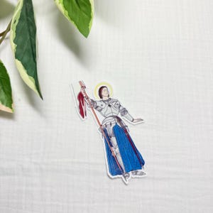 Hand-Drawn Joan of Arc Sticker: Waterproof Catholic Decal