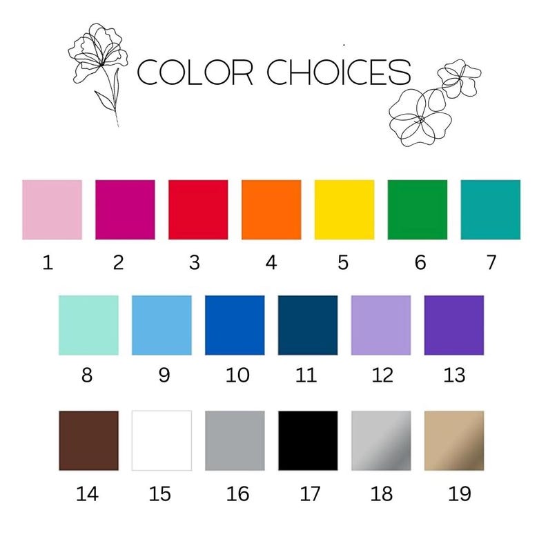 Puede incluir: Carta de colores con 19 muestras de colores diferentes. Las muestras est&aacute;n dispuestas en tres filas de seis, con una muestra en la parte inferior. Los colores incluyen rosa, magenta, rojo, naranja, amarillo, verde, turquesa, azul claro, azul, azul marino, lavanda, morado, marr&oacute;n, blanco, gris, negro, plata y beige.