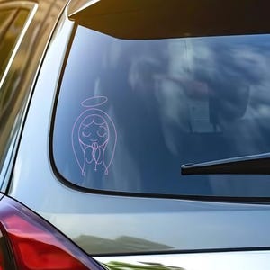 Vinylsticker Heilige Maagd Maria – Minimalistische katholieke sticker | Leuke waterdichte geloofssticker voor bijbel, laptop of bidon