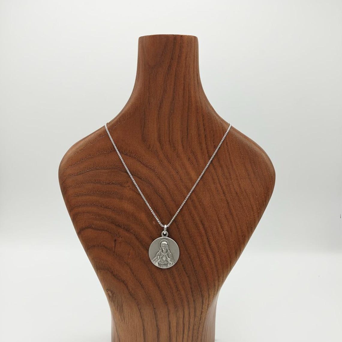 Sterling Silver Sacred Heart of Jesus Medal Pendant | Catholic Jesus ...