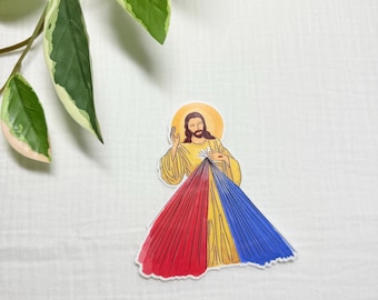 Handritad gudomlig barmhärtighetsklistermärke: Vattentät Jesus-dekal, katolsk magnet