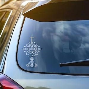 Sticker abstrait Eucharistie ostensoir | Sticker chrétien minimaliste | Sticker foi catholique pour bibles, ordinateurs portables, voitures, bouteille d'eau