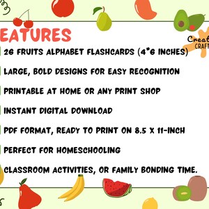 Fruits Alphabet Flashcards for Kids | Illustrated Vocabulary Flashcards ...