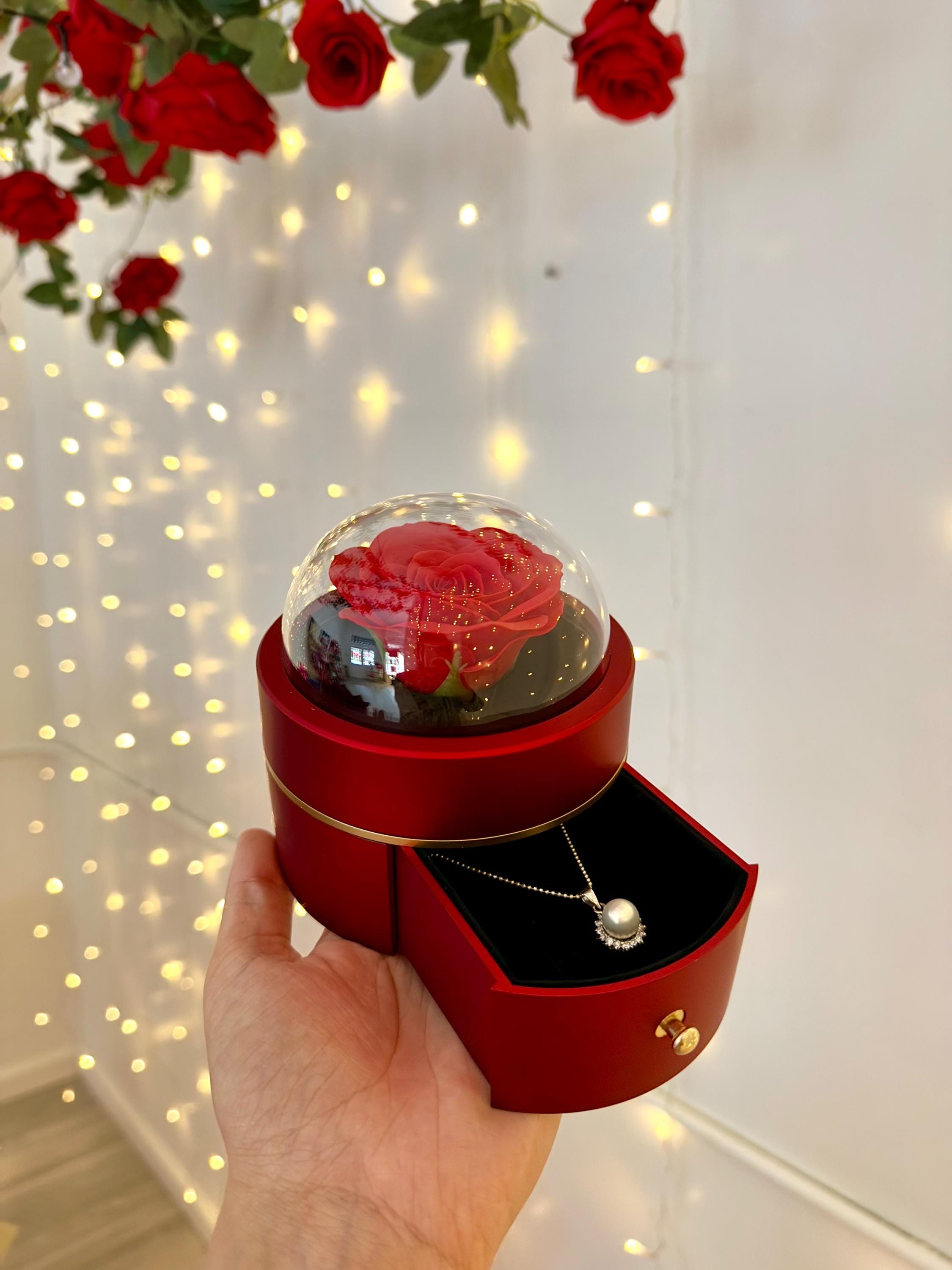 Hot Valentine's Day Gifts Metal Rose Jewelry Gift Box Necklace For Wedding Girlfriend Necklace Gifts