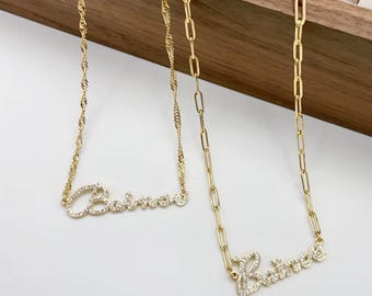 Personalized 18k Gold Name Necklace, Custom Stainless Steel