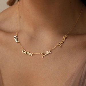 Multiple Family Name Necklace, Two Name necklace, Multiple Nameplate Necklace, Multi Name Necklace, Multi Name pendant, Family necklace