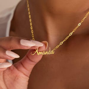 Personalized Name Necklace,  Custom 18k Gold Name necklace, Mothers day gift, Custom Nameplate necklace, bridesmaid gift, Gift for her