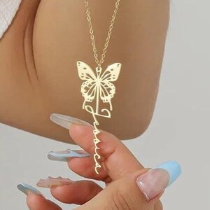 Butterfly name necklace, Minimalist Butterfly Necklace, Gold Butterfly Necklace, Mothers day Gift, Christmas Gift, Gift for Her