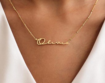 Collana con nome personalizzato, targhetta personalizzata in oro 18 carati