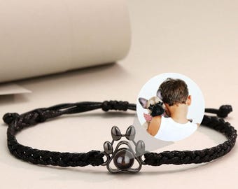 Custom Pet Paw Projection Bracelet, Personalized Photo Keepsake Jewelry