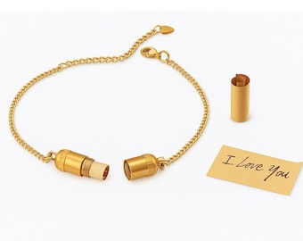 Personalized Message Capsule Bracelet, Stainless Steel Time Capsule Jewelry