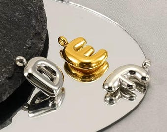 Custom Initial Pendant Necklace, 14k Gold Plated Balloon Letter Charm