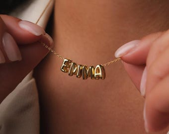 Custom Name Necklace, Gold Letter Charm, Personalized Initial Necklace, Bridesmaid Gift