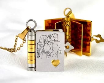 Collar de libro personalizado, Medallón de libros, Regalos para amantes de los libros, Collar de libro, Collar con medallón de oro, Regalo para hija