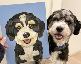 Custom Dog Portrait from Photo (Headshot), Hand Painted Acrylic Pet Portrait, Dog Lover Gift, Pet Memorial Gift, Cat Portrait