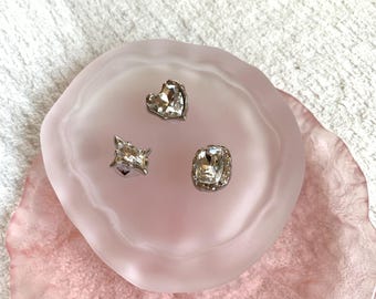 Crystal Diamond Shoe Charms  – Heart, Star & Oval White Rhinestone