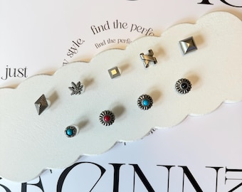 Minimal Metal Shoe Charms – Geometric, Western Turquoise & Stud Shoe Accessories (1–9 Styles)