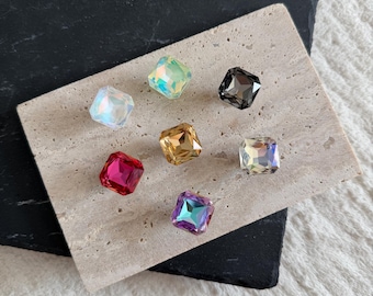 Square Gem Shoe Charms - 7 Colorful Crystal Shoe Accessories