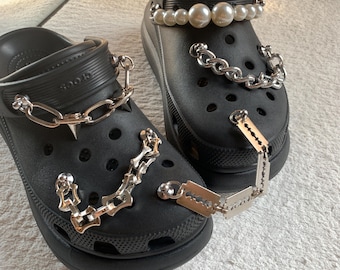 Bold & Punk Gothic Shoe Chains - Metal Spike, Blade, and Pearl