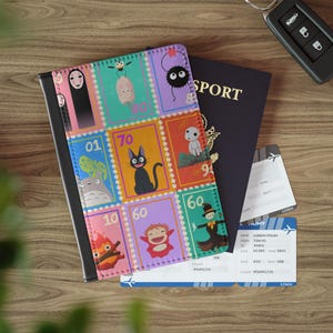 Passport Cover, Studio Ghibli Stamp Pattern, Travel Document Holder, Cute Anime Movie Lover Gift, My Neighbor Totoro, Spirited Away