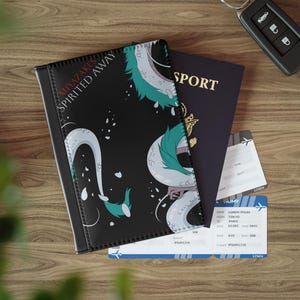 Capa para passaporte, arte de anime do Studio Ghibli Spirited Away, porta-documentos de viagem, capa fofa para passaporte, carteira para passaporte kawaii