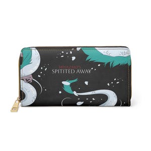 Carteira com zíper, Spirited Away Studio Ghibli Fan Art, carteira de anime, porta-moedas de desenho animado, porta-cartões fofo, presente para amantes de anime
