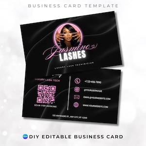 Lash Tech Visitenkarte Vorlage QR-Code, sofortiger Download, druckbare Visitenkarte Vorlage, DIY Calling Card bearbeitbare Karte Canva Vorlage