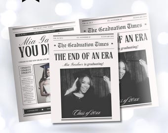 Editable Graduation Newspaper Invitation Template, Canva (Digital Download)