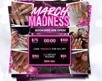 March Madness Deals Flyer | Hair, Nails, Lashes Template (Digital Download)