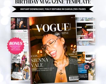 Canva Birthday Magazine Template | Personalized Custom Birthday Gift For Best Friend | Editable Birthday Keepsake | Bestie | Gift For Her