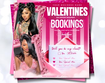 Valentine's Booking Flyer – Pink Salon Template, Instagram Post (Digital Download)