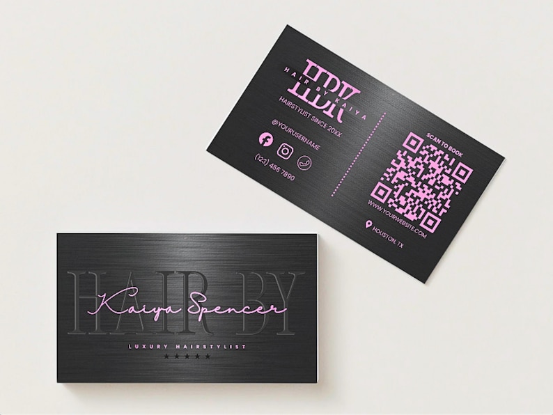 QR Code Business Card Template for Hairstylists, Lash Techs, Nail Techs ...