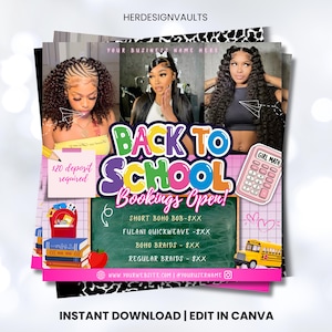 Back to School Sale Flyer, Braid Prices Flyer, Braids Sale Flyer, Back 2 School Flyer, Lashes, Hair Flyer, Braids Special Flyer Template