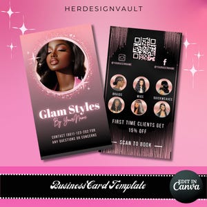 Visitenkarte Vorlage, Visitenkarten Vorlage Design, Hair Stylist Lashes Nail Tech Zöpfe Perücken Karte, Instagram IG Visitenkarte Vorlage