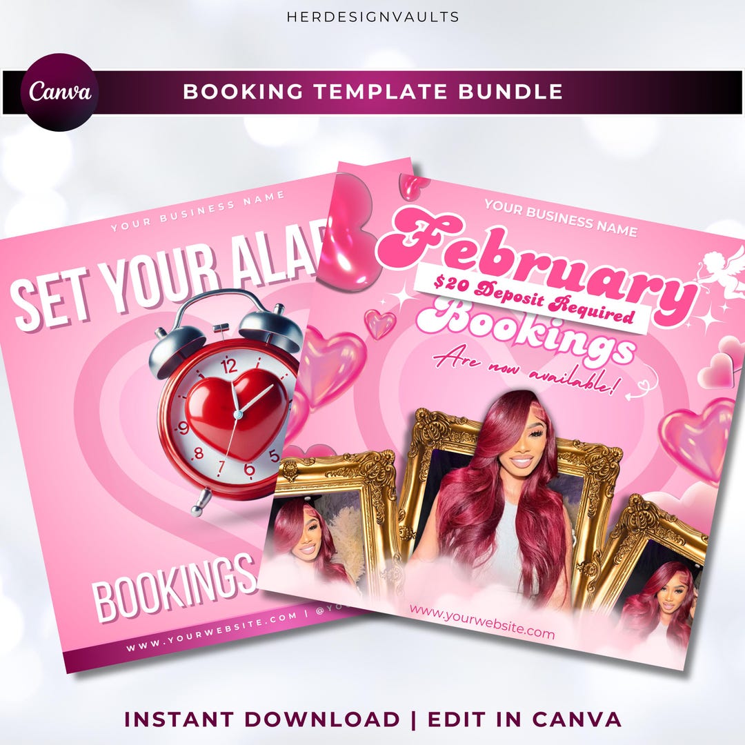 February Booking Flyer Template Bundle – Canva Editable (digital ...
