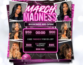 March Madness Deals Flyer | Hair, Nails, Lashes Template (Digital Download)