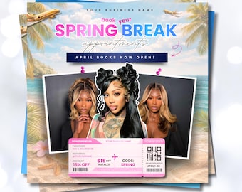 Spring Booking Flyer Template, Hair, Lashes, Nails (Canva Editable, Digital Download)
