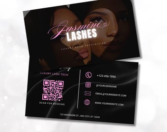 Lash Tech QR Code Business Card Template: DIY Editable Canva Design (Digital Download)