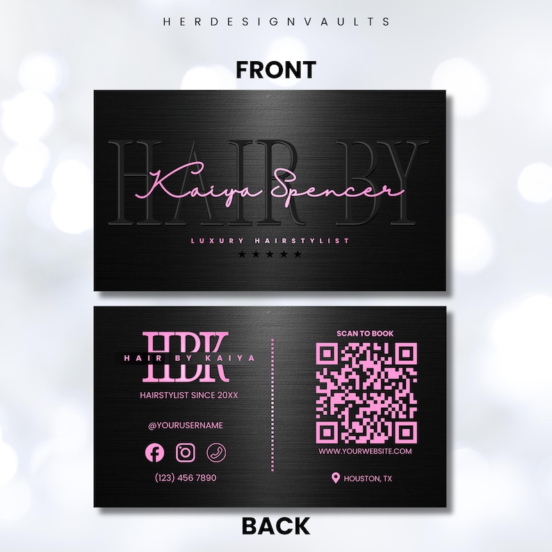 QR Code Business Card Template for Hairstylists, Lash Techs, Nail Techs ...