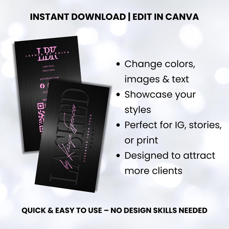 Lash Tech QR Code Business Card Template, Editable Canva Design (Digital Download) image 3
