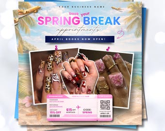Spring Booking Flyer Template, Hair, Lashes, Nails (Canva Editable, Digital Download)