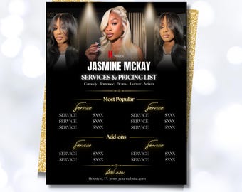 Netlfix Editable Price List Template, Hair, Nail, Lash (Editable Canva) (Digital Download)