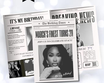 Birthday Newspaper Invitation | Social Media Birthday Post | Instagram Post | Party Invite | 25th Birthday| Birthday Invite | Newspaper