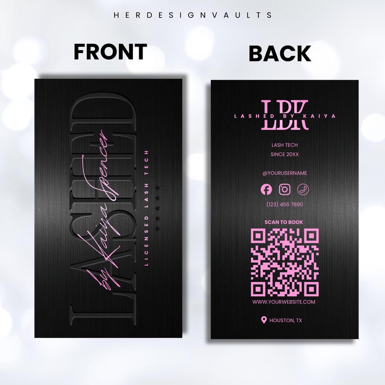Lash Tech QR Code Business Card Template, Editable Canva Design (Digital Download) image 2