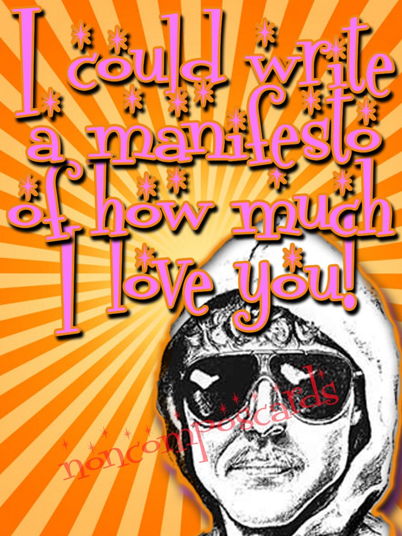 Unabomber manifesto Valentine love anniversary card image 2