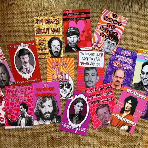 Serial Killer 16 mini Valentine set #1 jeffrey dahmer ted bundy charles manson REDESIGNED FOR 2021!